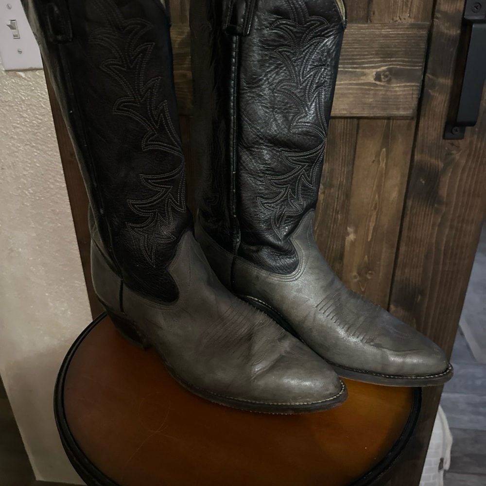 Men's Black and Gray Western Cowboy Boots Texas Brand - Picture 9 of 10
